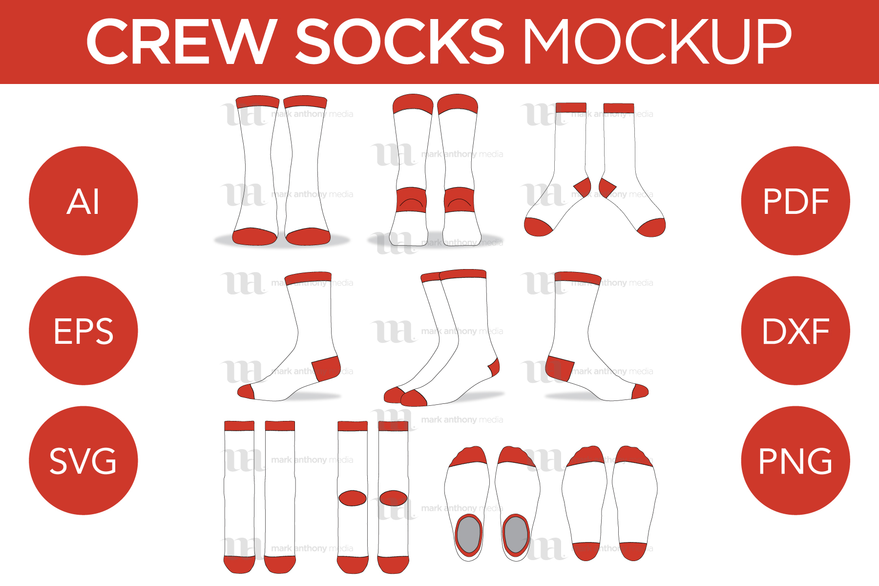 Crew Socks - Mockup & Template