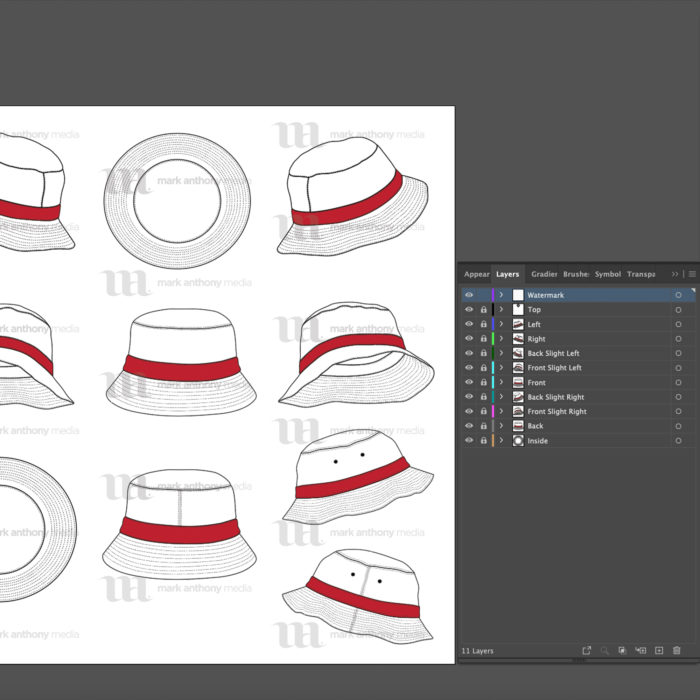 Bucket Hat Template Sample Mock Up Layers