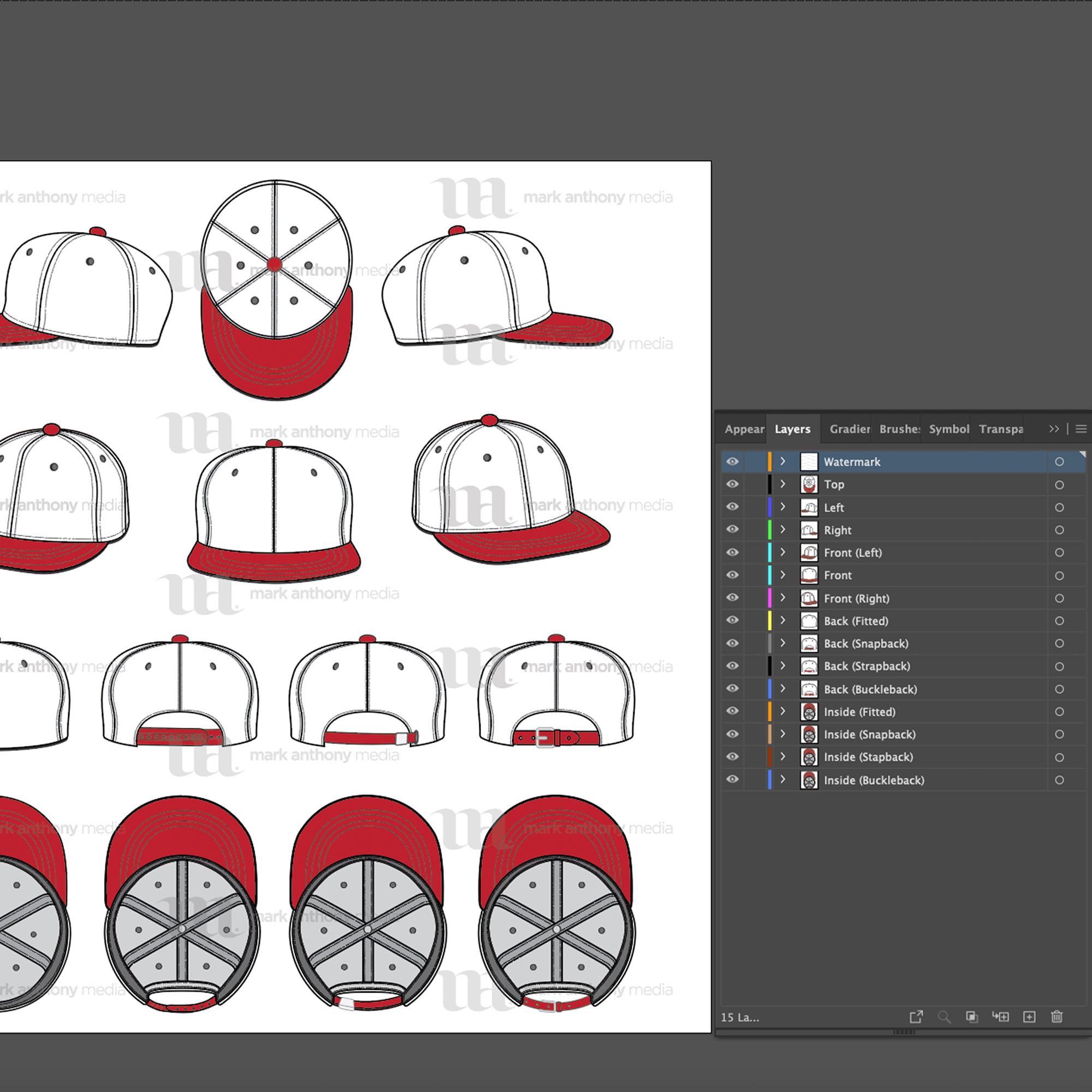 Download Flat Brim Baseball Cap - Mockup and Template - 8 Angles ...