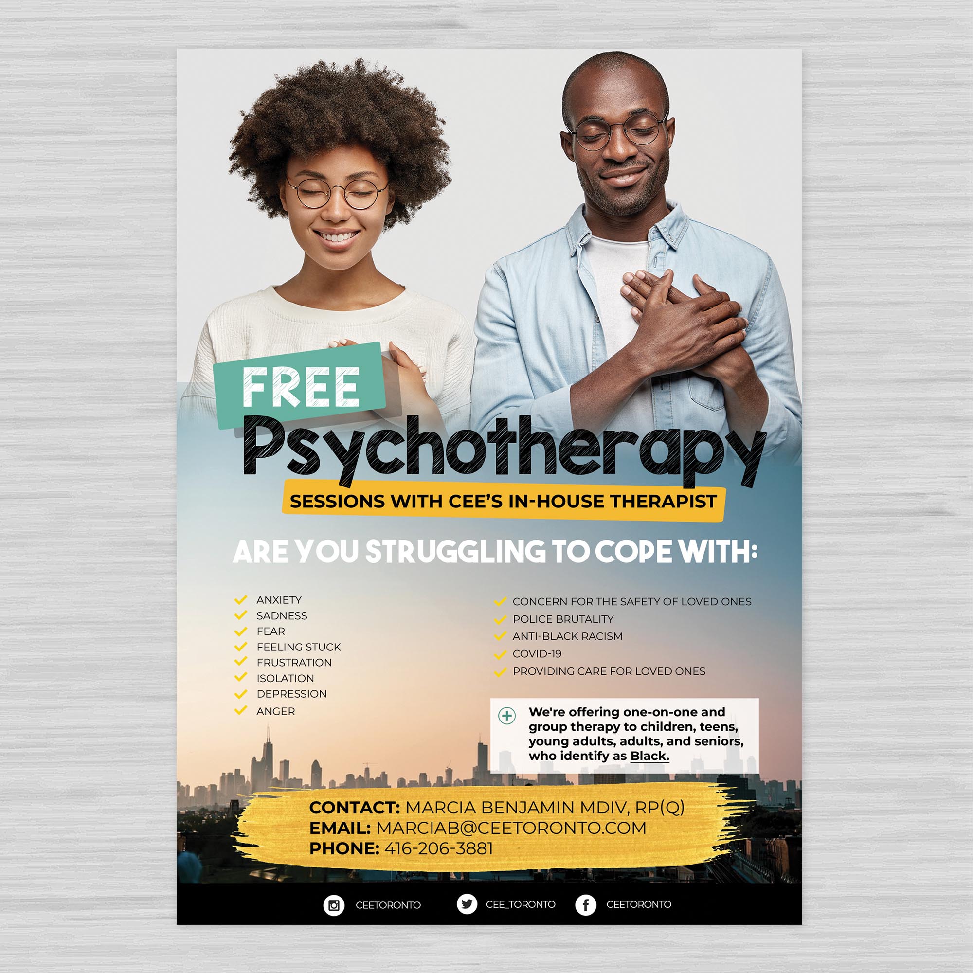 CEE Centre For Young Black Professionals - Free Psychotherapy - Flyers - Printing