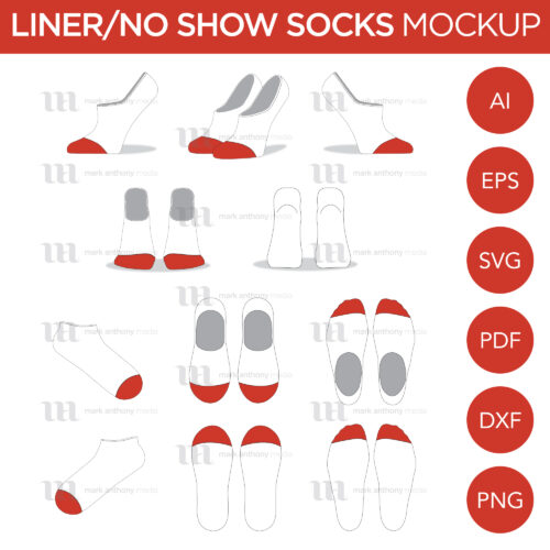 Liner/No Show Ankle Socks Mockup and Template