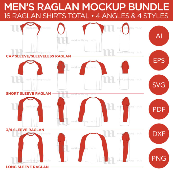 Men's Raglan Shirt Mockup Bundle