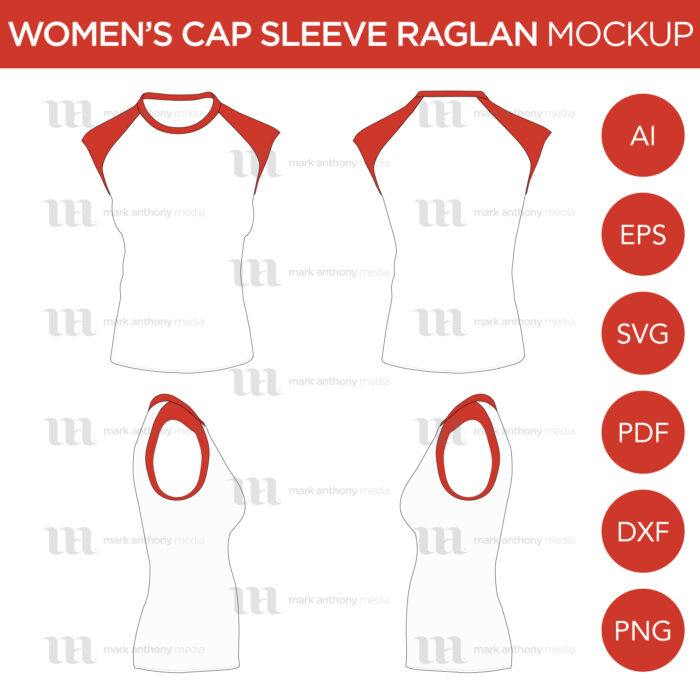 Men's Cap Sleeve/Sleeveless Raglan Mockup and Template