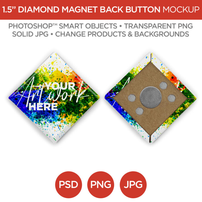 1.5 in Diamond Magnet Back Button V1