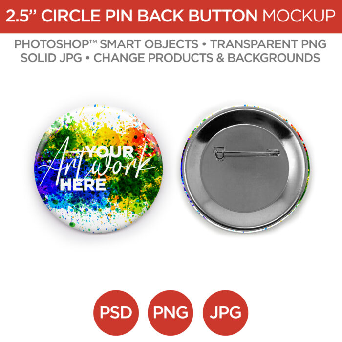 2.5" Circle Pin Back Button