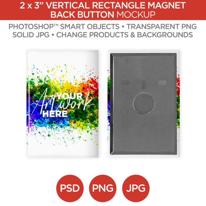 2x3 in Vertical Rectangle Magnet Back Button V1