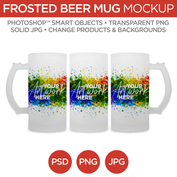 Beer Mug - Frosted Glass - Mockup & Template