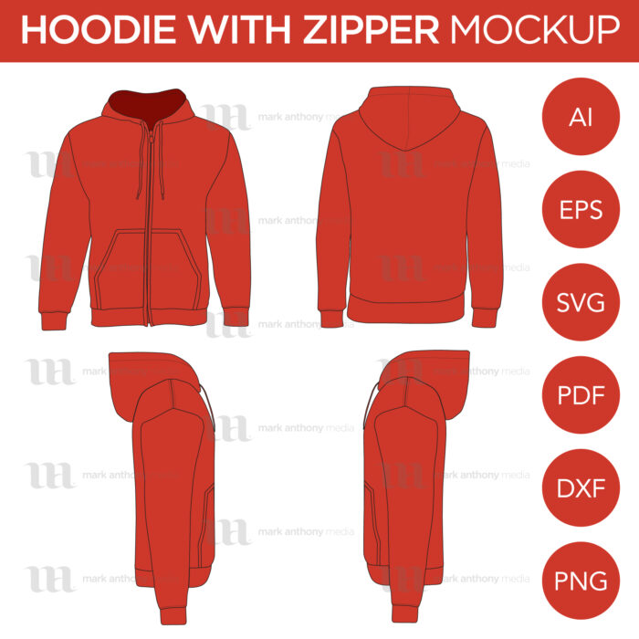 Hoodie Zipper Sweaters Mockup Template