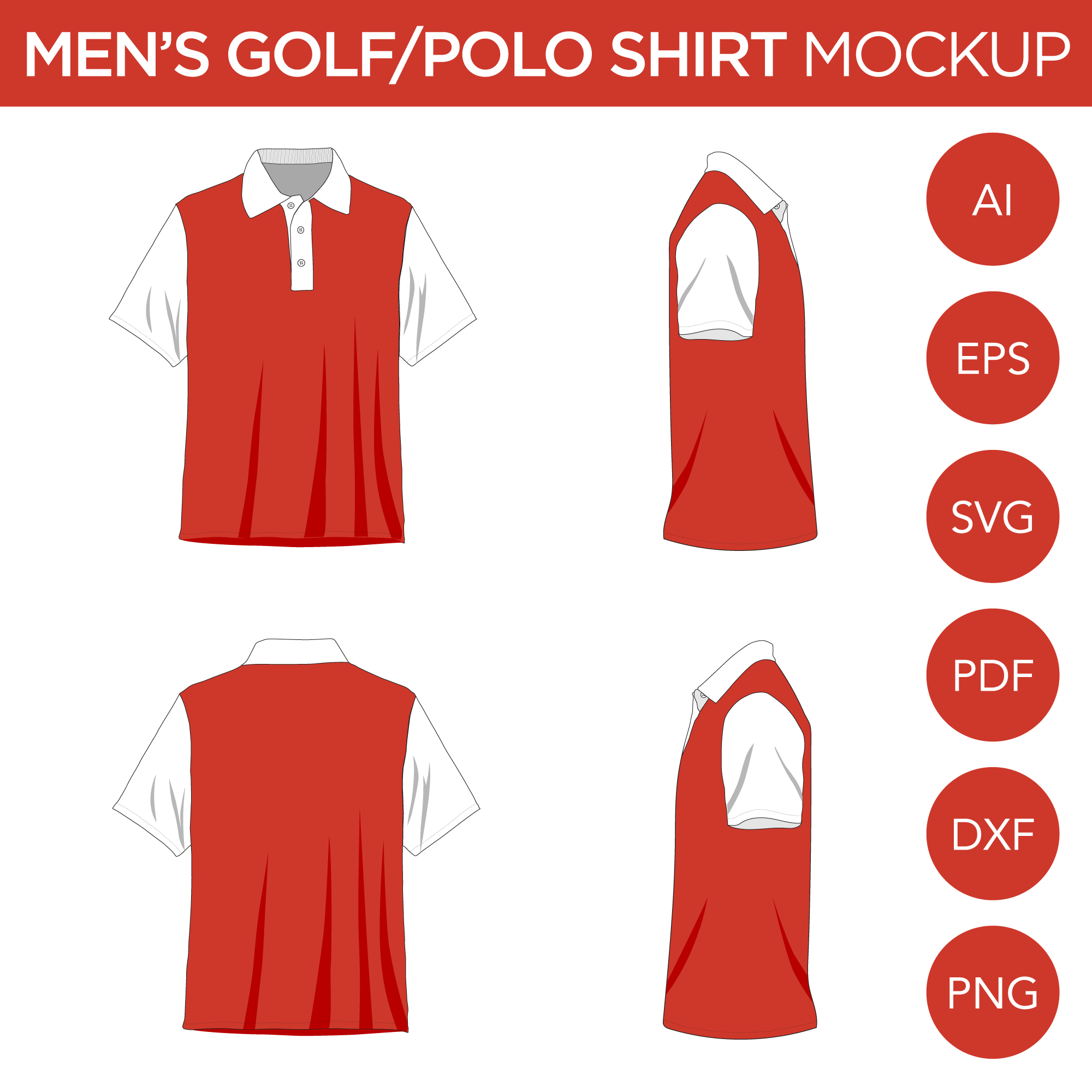 Mens Golf Polo Dress Shirt Mockup Template