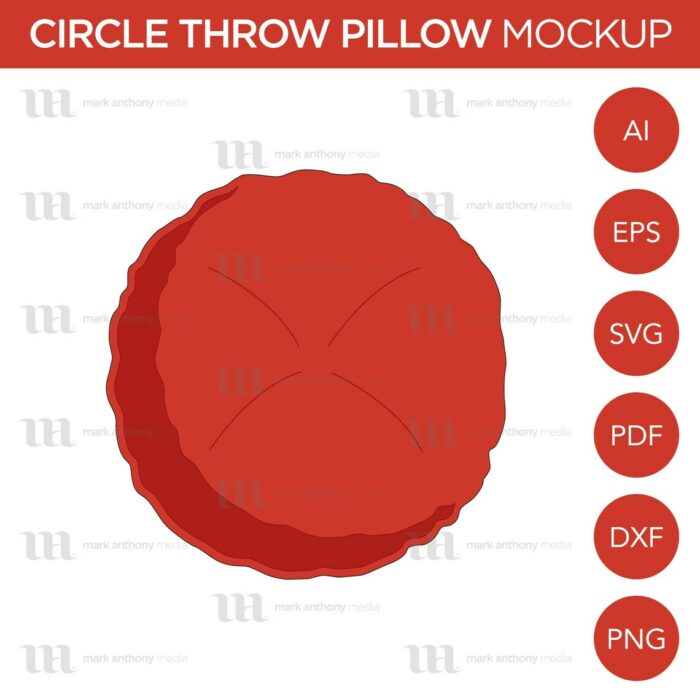 Circle Throw Pillow - Vector Template Mockup