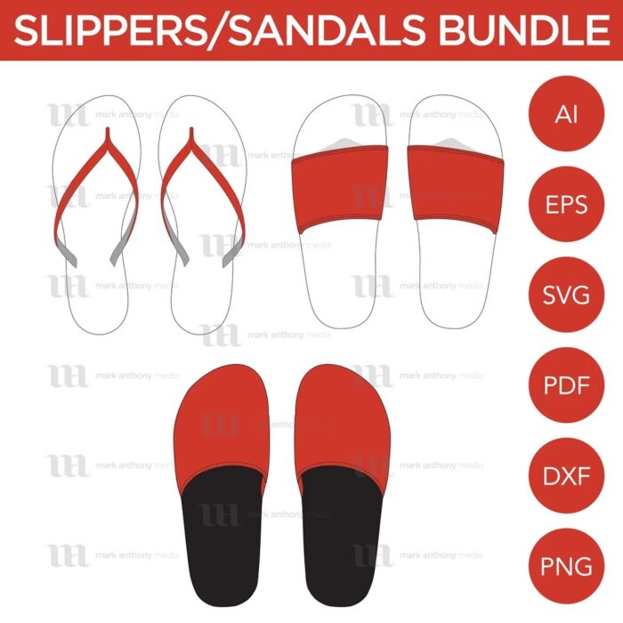 Slippers Flip Flops Sandels- Vector Template Mockup